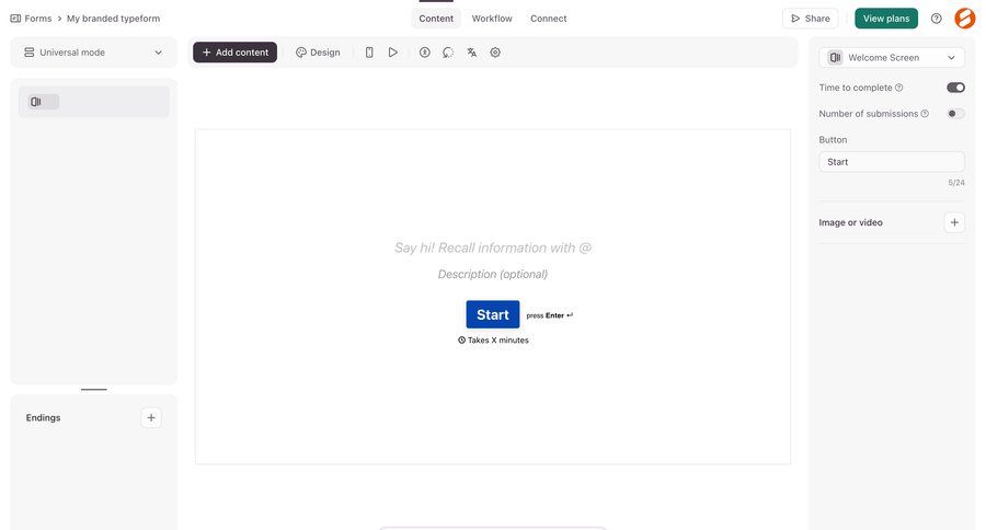Typeform
				settings ui page example