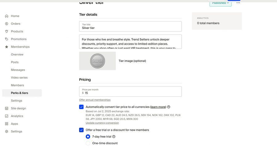 Fourthwall
			 configuration settings e-commerce sidebar navigation form full-screen layout analytics ui page example