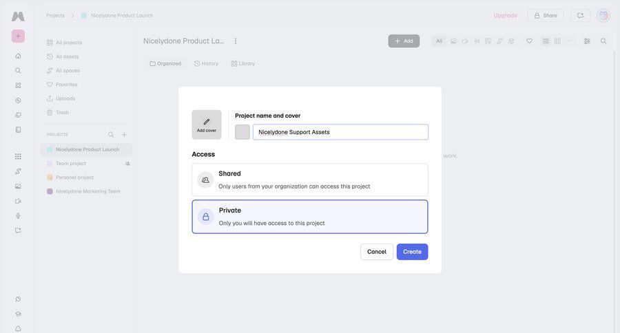 Magnific
			 access control project creation privacy settings ui page example