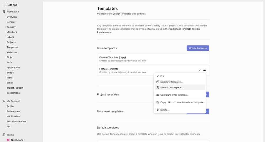 Linear
			 configuration settings sidebar navigation project management project setup templates document creation document list free plan free templates sidebar menu template creation ui page example