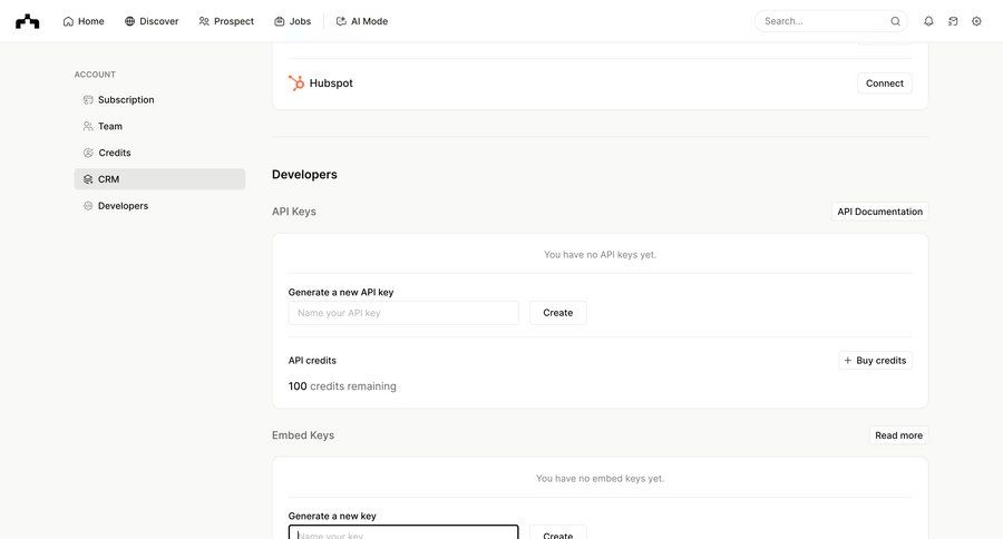 The org
			 settings sidebar navigation account management form account setup account settings api management buy credits integration developer portal ui page example