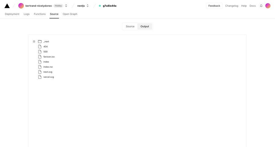 Vercel
			 tree view file list screen deploy folder command k ui page example