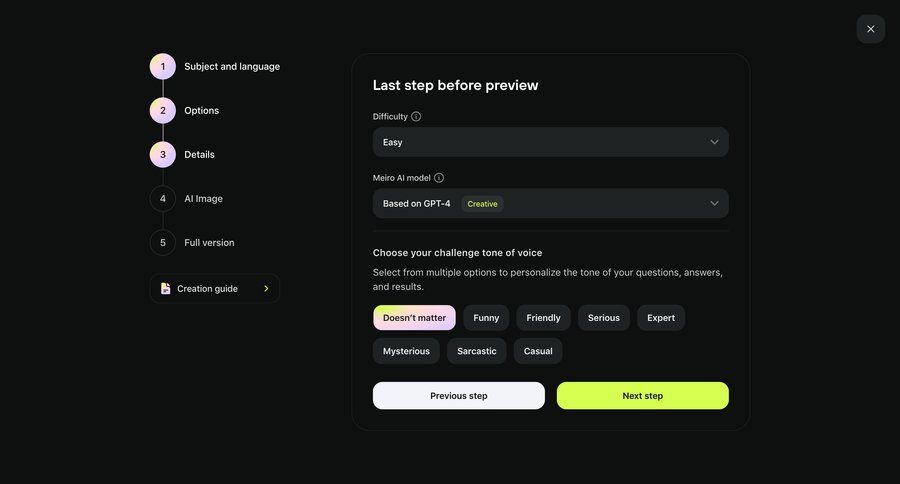 Meiro
			 modal screen configuration artificial intelligence form machine learning configuration screen ui page example