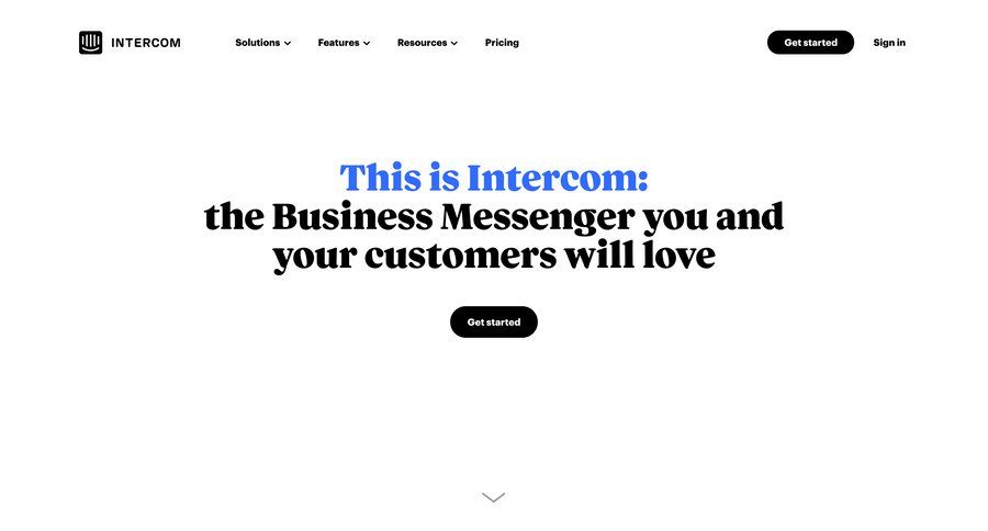 Intercom
			 marketing automation customer engagement conversational order tracking live chat b2b saas ui page example