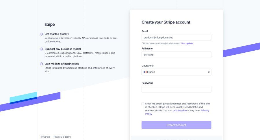 Stripe
				signup page example