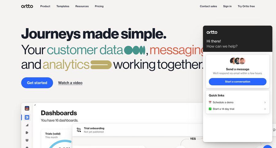 Ortto
			 marketing automation live chat ui page example