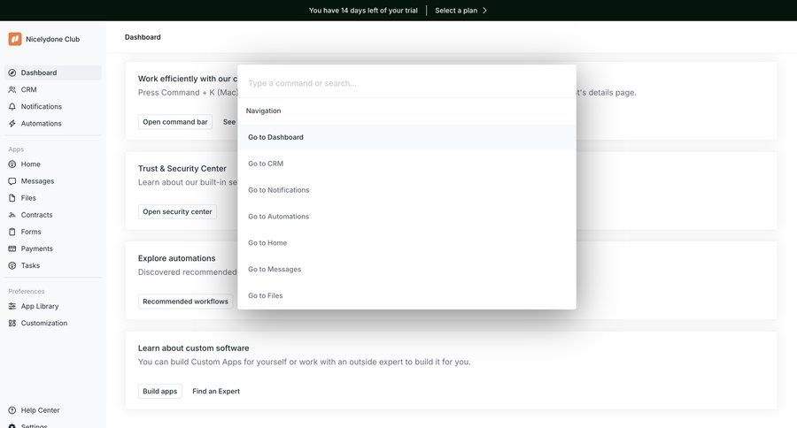 Assembly
			 keyboard shortcuts getting started trial banner global search ui page example