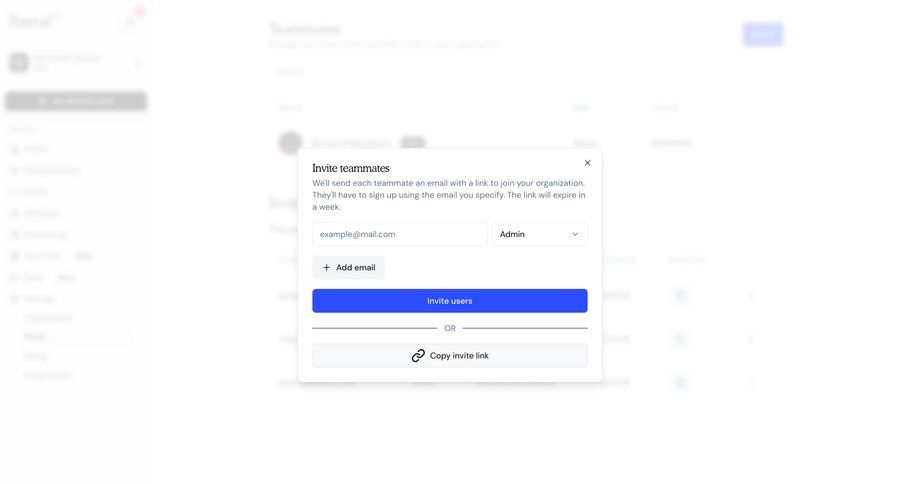 Fyxer
			 workspace settings access control user invitation team management ui page example