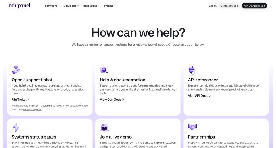 Mixpanel
				contact ui page example