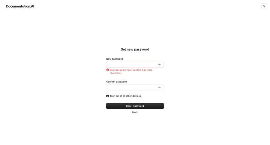 Documentation.AI
			 account management form account security password management ui page example
