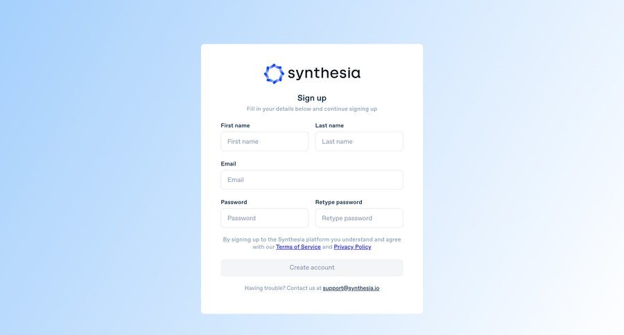 Synthesia
				signup page example