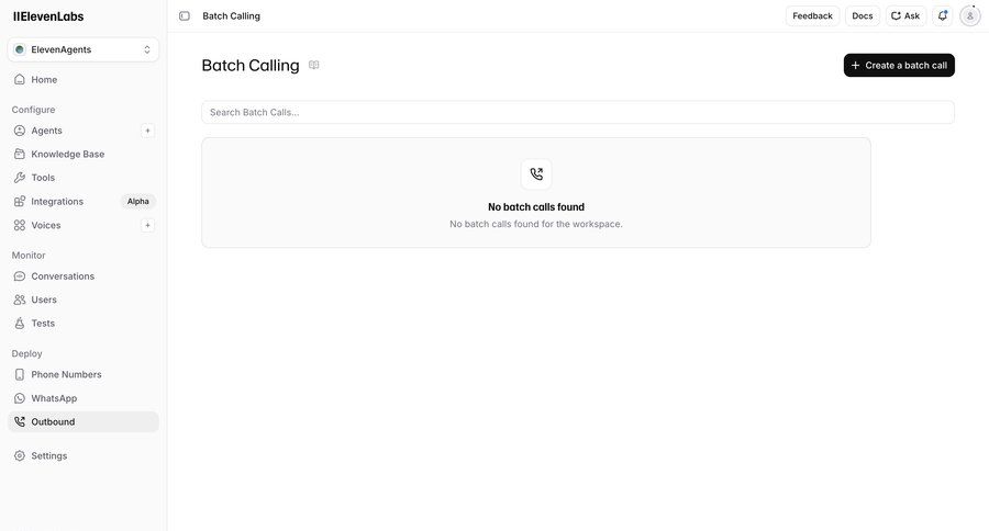 Elevenlabs
			 campaign management ui page example