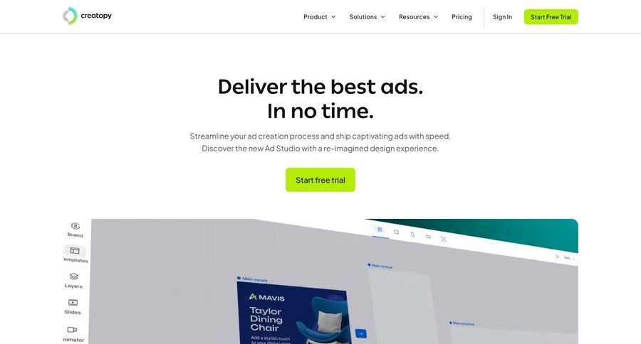 Creatopy
				product page ui page example