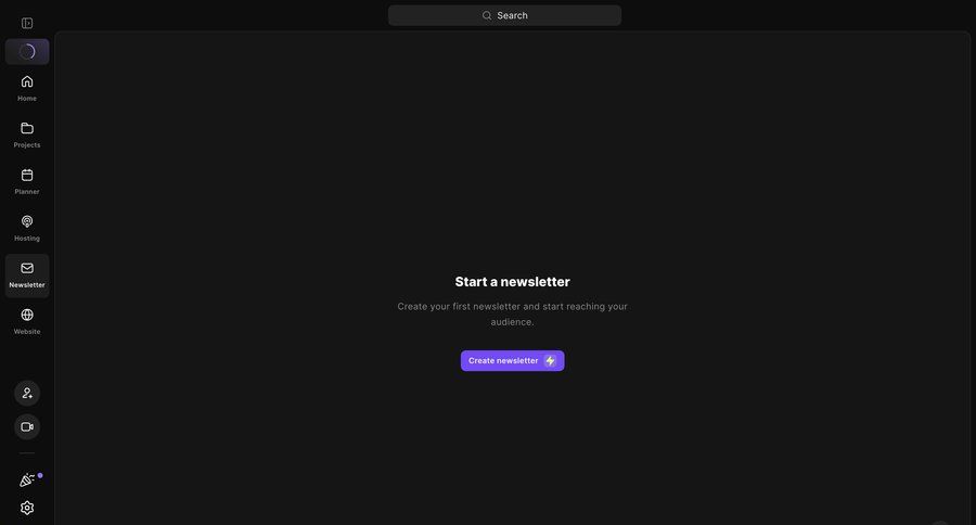 Riverside
			empty state create newsletter content management ui page example