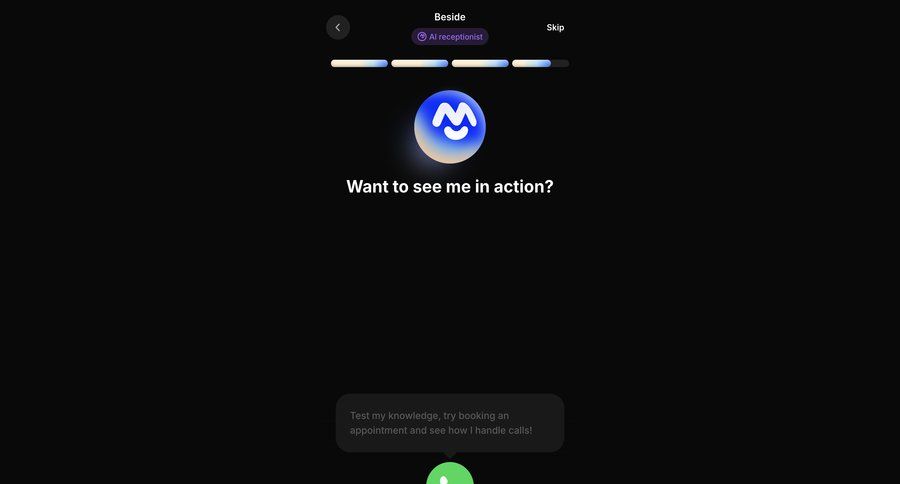 Beside
				onboarding ui page example