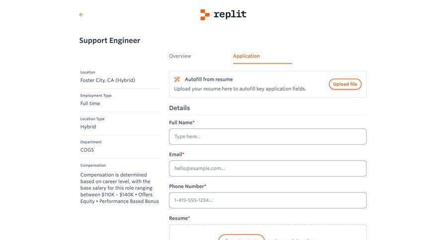 Replit
			 drag & drop upload file career jobs job ui page example