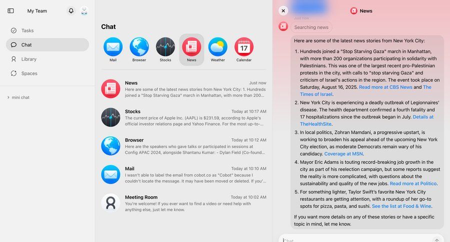 Cobot
			 sidebar navigation communication chat menu news article news feed ui page example