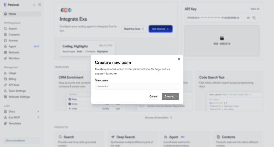 Exa
			 team collaboration team management account setup team creation loading ui page example