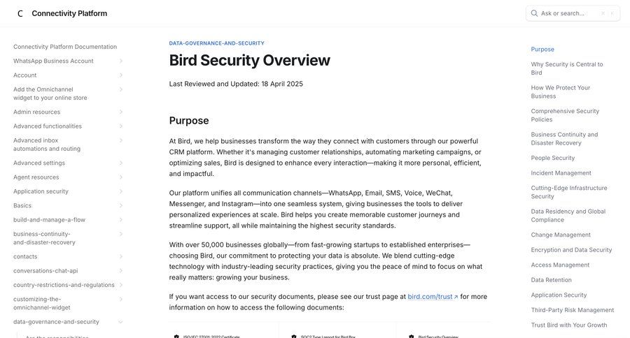Bird
			 data governance ui page example