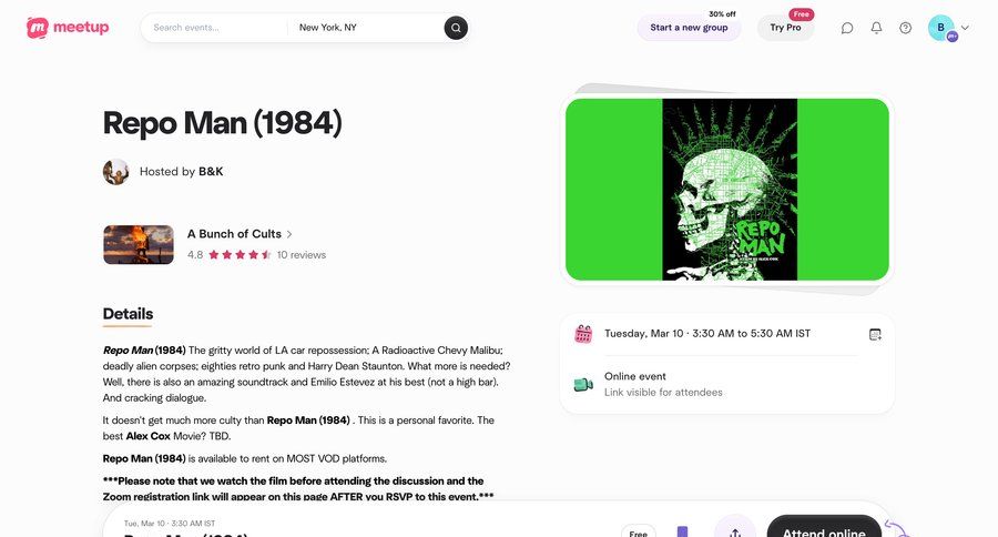 Meetup
				detail page ui page example