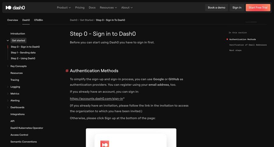 Dash0
				signup ui page example