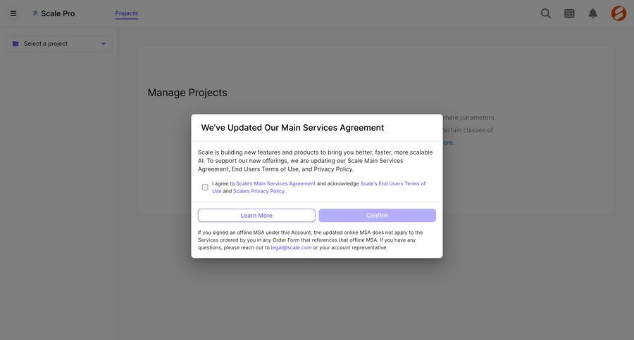 Scale
			 modal screen settings artificial intelligence account management onboarding account setup confirmation user account full screen modal ui page example