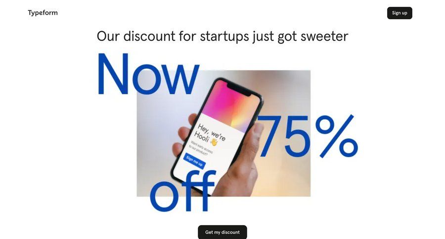 Typeform
				startup & non-profit program ui page example