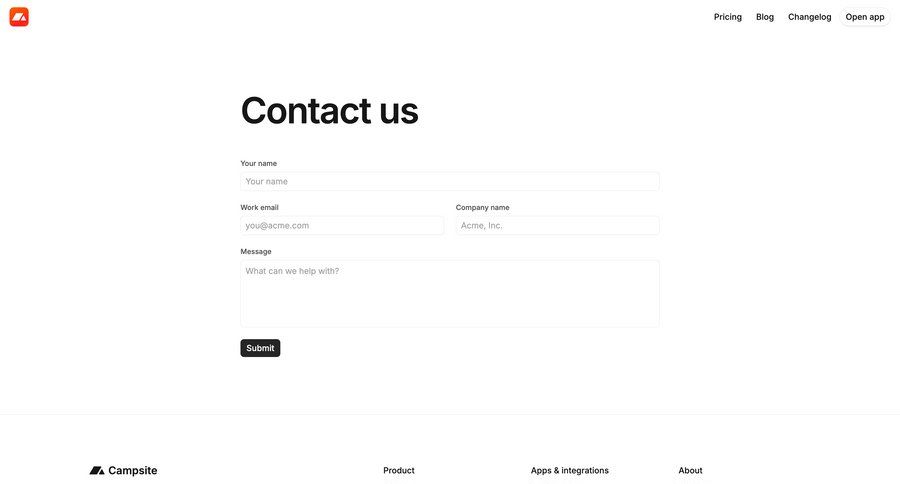 Campsite
			 contact us ui page example