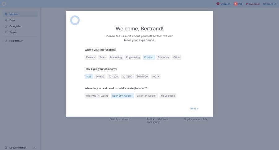 Causal
				onboarding page example