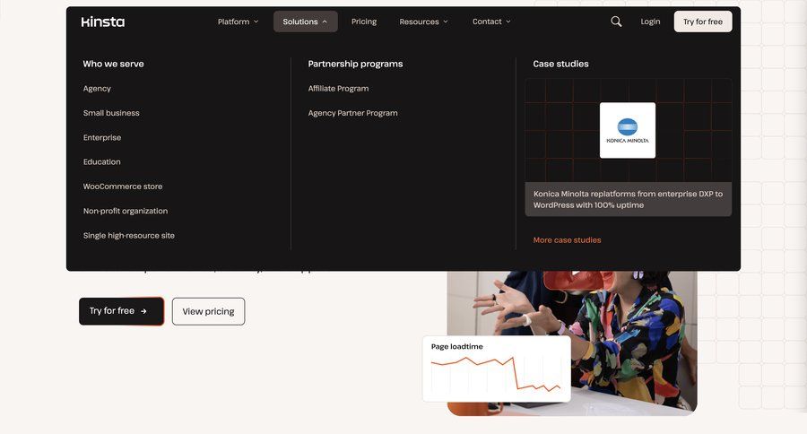 Kinsta
				dropdown & other states ui page example