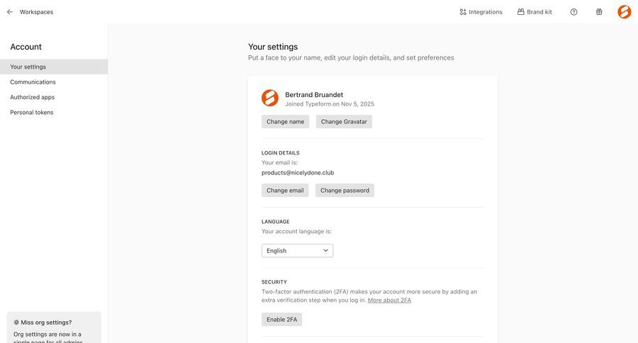 Typeform
				profile ui page example
