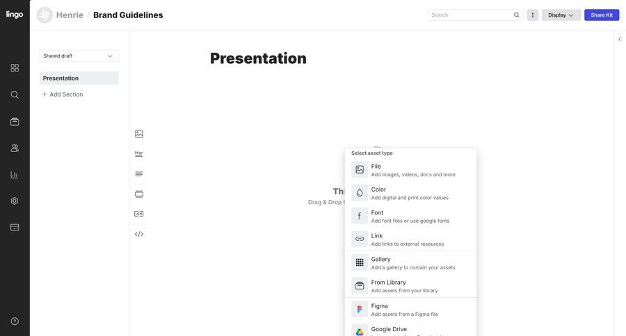 Lingo
			collection upload content grid design full-screen layout sidebar ui page example