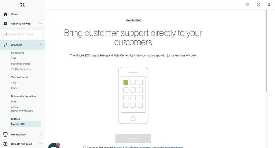 Zendesk
			 call to action modern sidebar onboarding customer support sdk integration ui page example