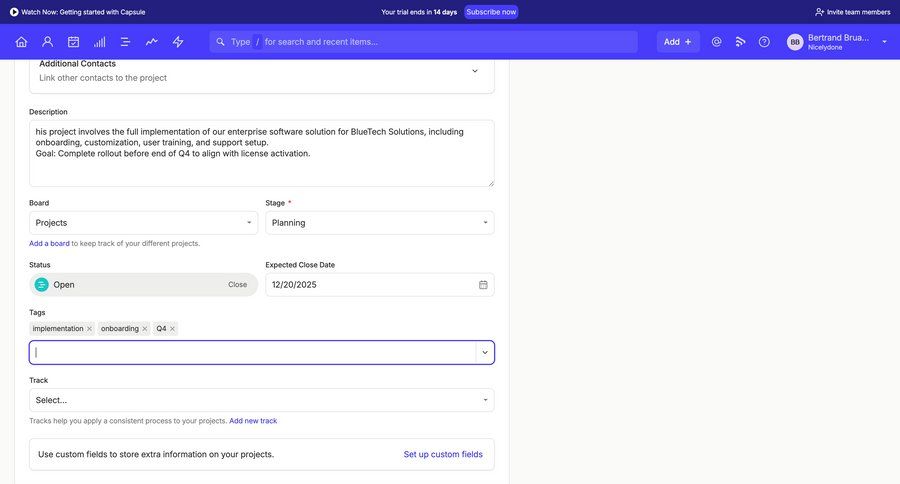 Capsule
			 settings project management form tag management date picker ui page example