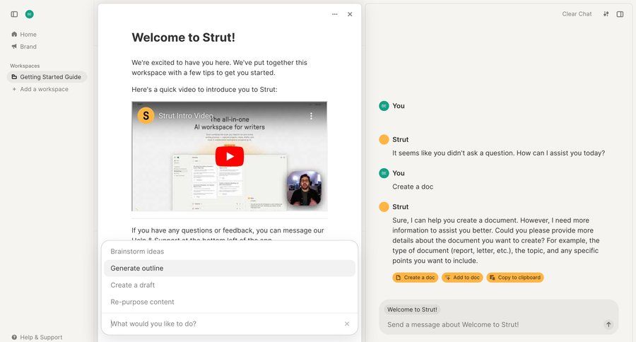 Strut
				onboarding page example