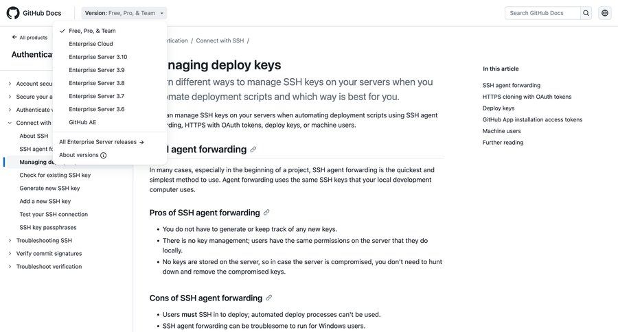 Github
			 deploy integration documentation docs version control ui page example