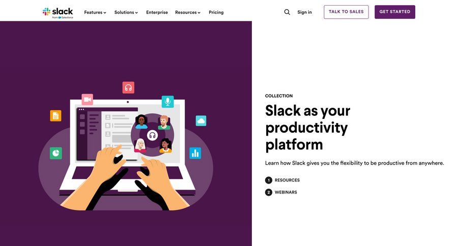 Slack
			collection webinars enterprise folder customer stories download report ui page example