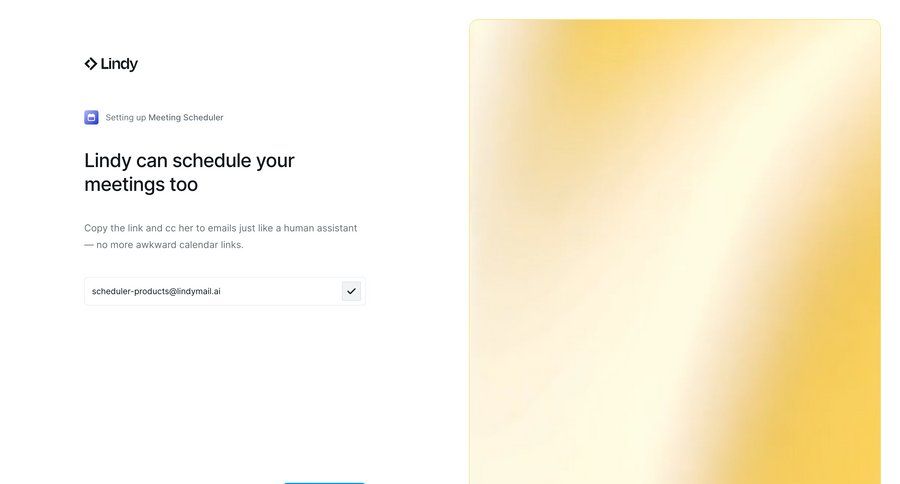 Lindy
			onboarding form account setup onboarding account setup scheduling meetings setup meeting ui page example