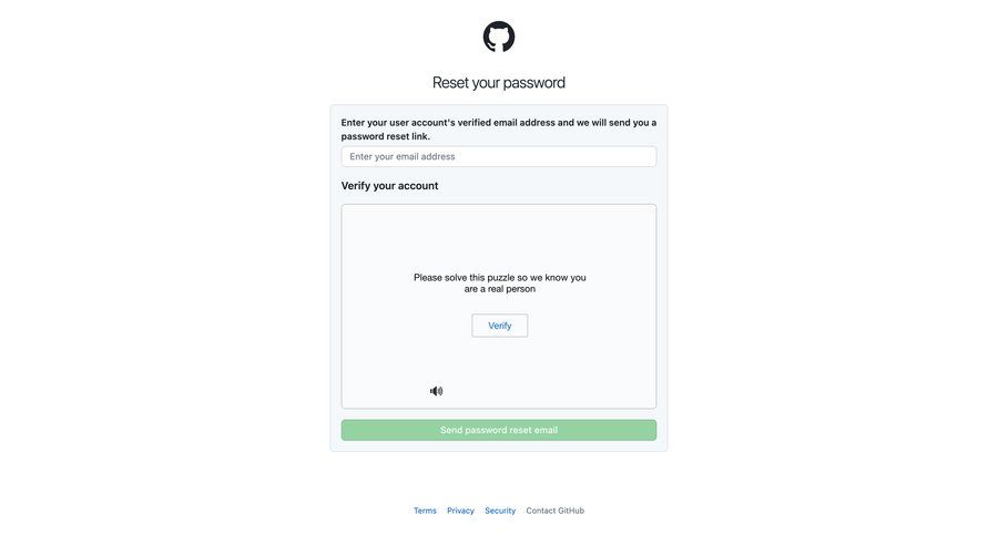 Github
				password reset page example