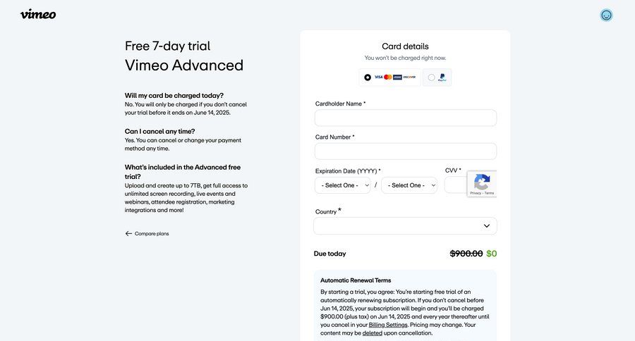 Vimeo
				signup ui page example