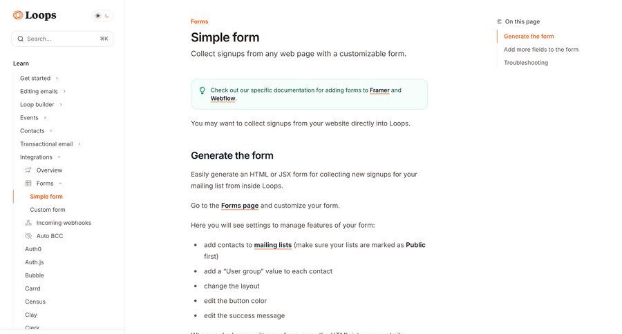 Loops
			 sidebar navigation code snippet ui page example