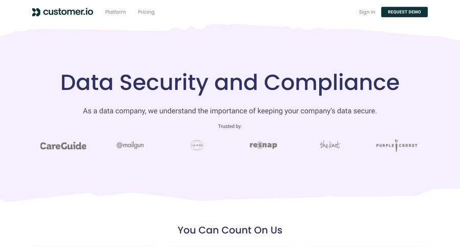 Customer.io
			 security insight accordion data security gdpr compliance hipaa compliance ui page example