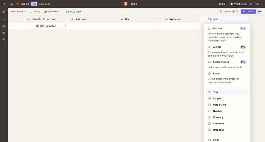 Zapier
			 data management data analysis full-screen layout data entry menu table ui page example
