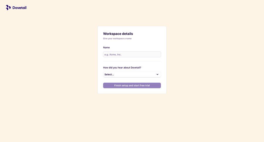 Dovetail
				signup page example