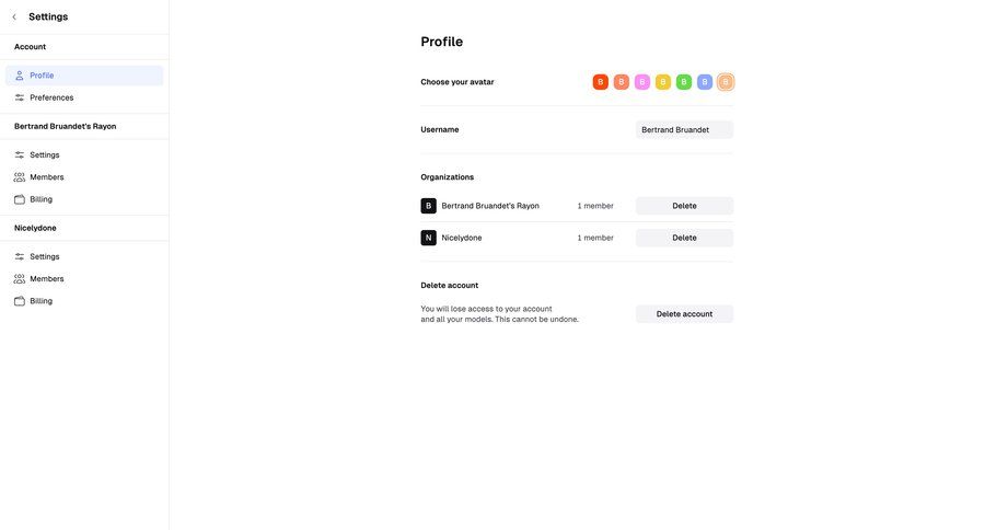 Rayon
			 settings user management account management user settings account settings account deletion organization management list management sidebar user user termination profile page ui page example