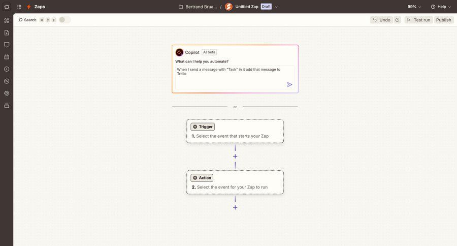 Zapier
			 sidebar navigation grid workflow onboarding form automation workflow builder workflow creation full-screen layout workflow configuration workflow screen sidebar create setup ui page example