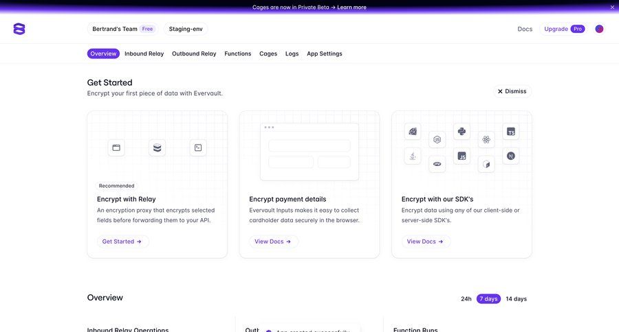 Evervault
			 user account modern grid onboarding security dashboard data security setup fintech api integration monitoring dashboard overview sdk integration payment processing ui page example
