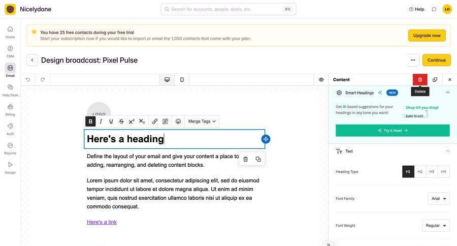Outseta
			 e-commerce sidebar navigation grid editor design drag and drop wysiwyg editor ui page example