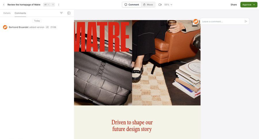 Workflow
			 collaboration version history ui page example