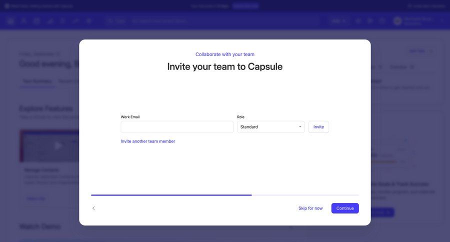 Capsule
			onboarding form invite teammate team collaboration onboarding form user invitation ui page example